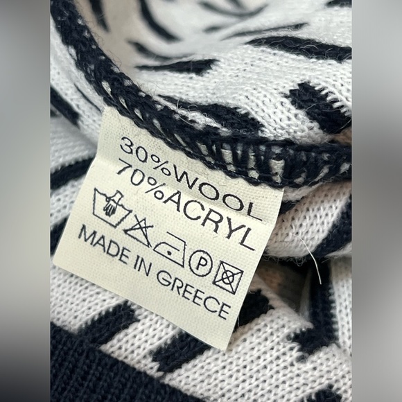 Vg Rare Tricots Alpes Houndstooth Wool Made InGreece Cardigan Sweater Sz L Black - Picture 9 of 12